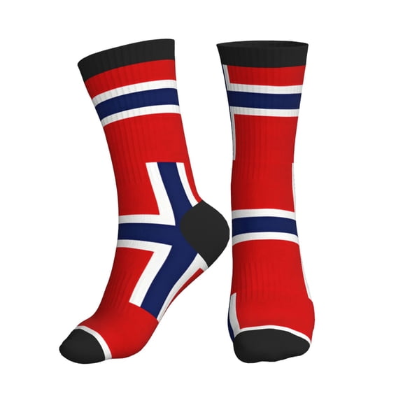 Women's Men's Norway Flag Colorful Novelty Pattern Crew Athletic Socks