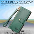 thumbnail image 3 of Mantto Zipper Wallet for Samsung Galaxy S25 Ultra,PU Leather Heart Pattern Magnetic Clasp Folio RFID Blocking Credit Card Slots Flip Kickstand Shockproof Purse Case with Wrist Strap, Green, 3 of 10