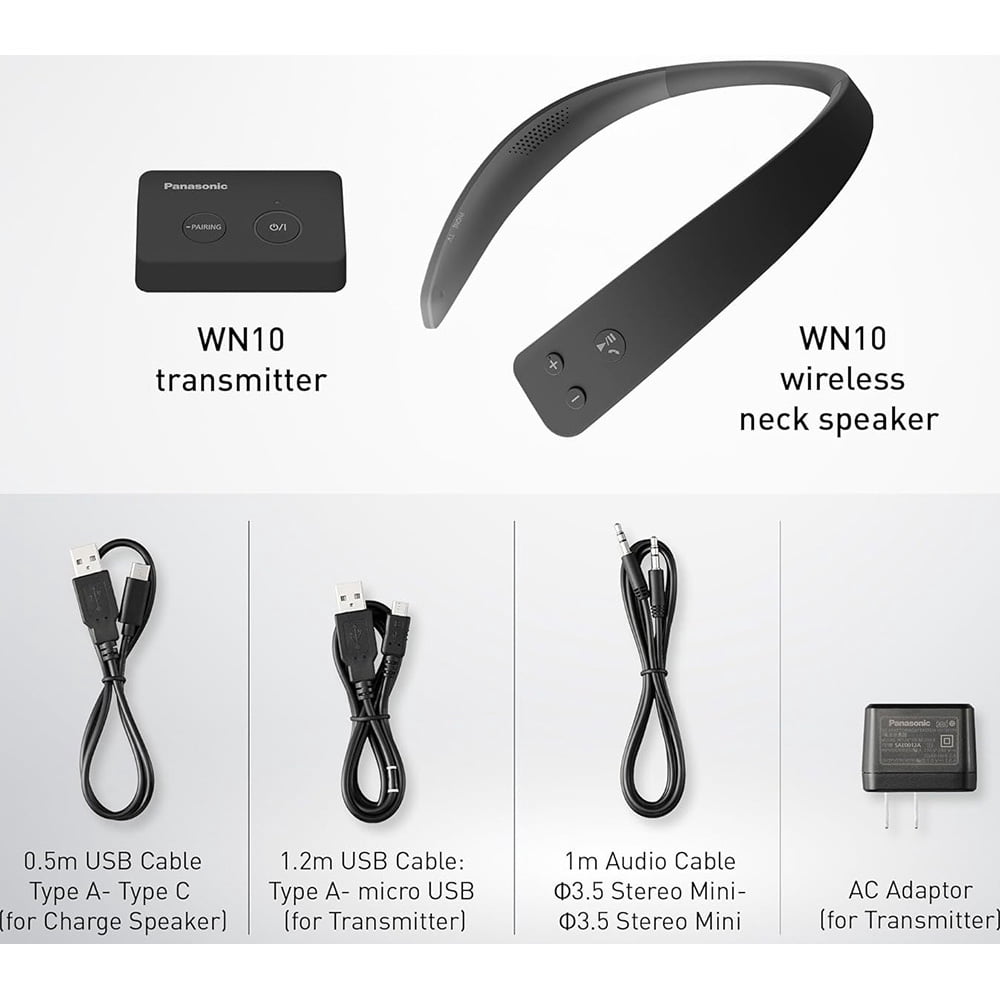 Panasonic WN10 Wireless Wearable TV Neck Speaker, Bluetooth, Built