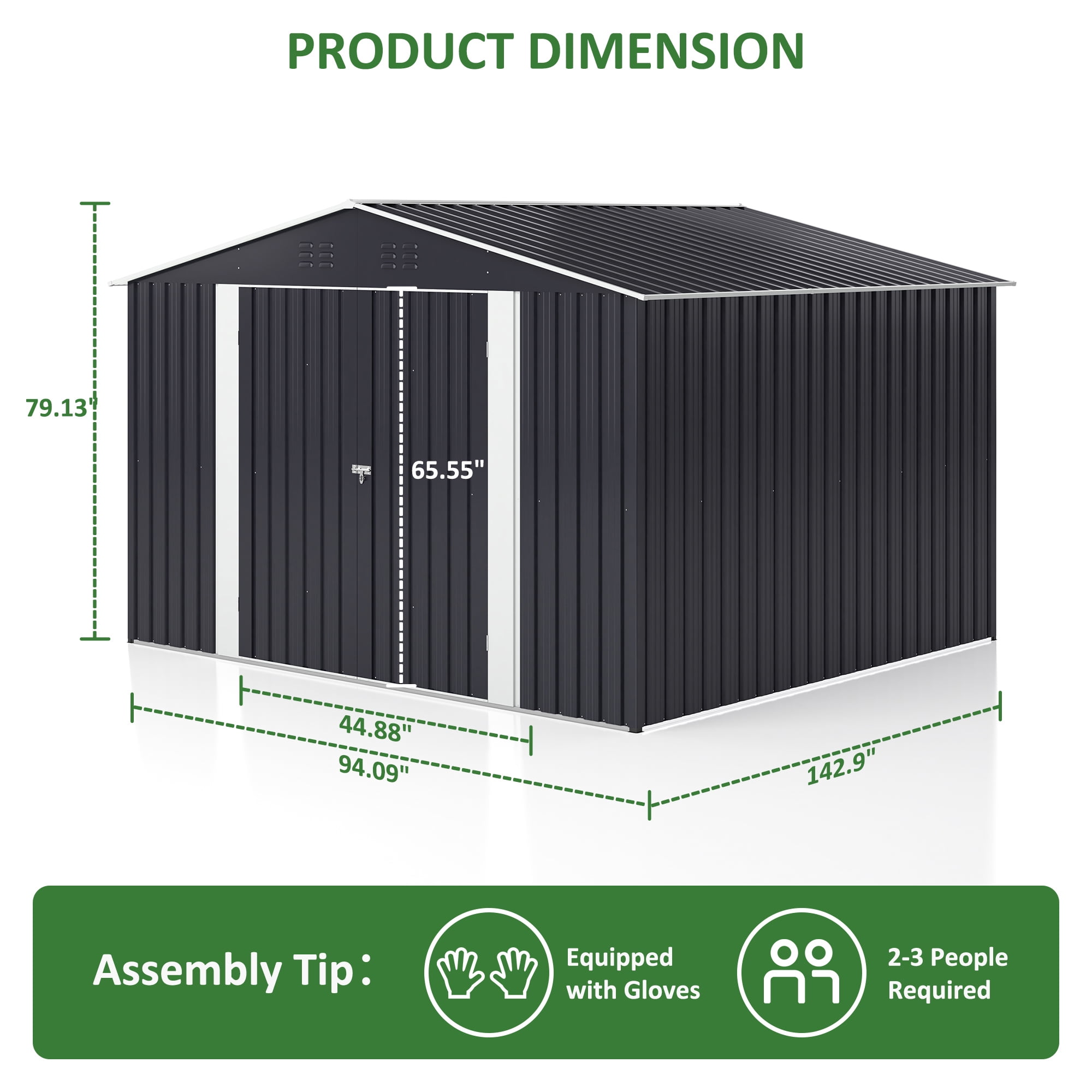 NETAJE 8'x12' Outdoor Storage Shed, Large Metal Shed with Lockable Door & Sloped Roof, Tool Shed with Upgraded Frame for Backyard, Garden, Lawn