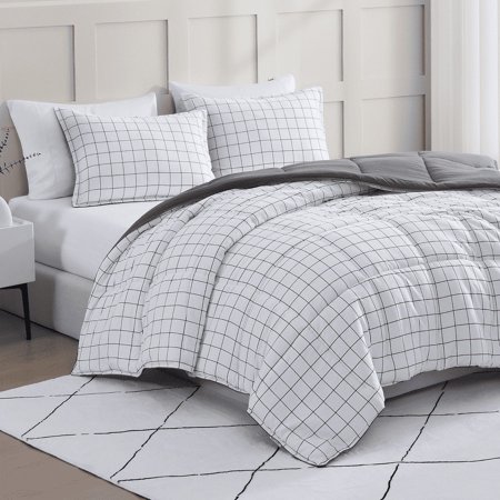 Casa Platino Queen Comforter Set Pre-Washed– Duvet Insert 3 Piece Set – Brushed Microfiber Queen Size Comforter Set – Comforter Queen Size Set with Queen Comforter & 2 Queen Pillow Shams - Windowpane
