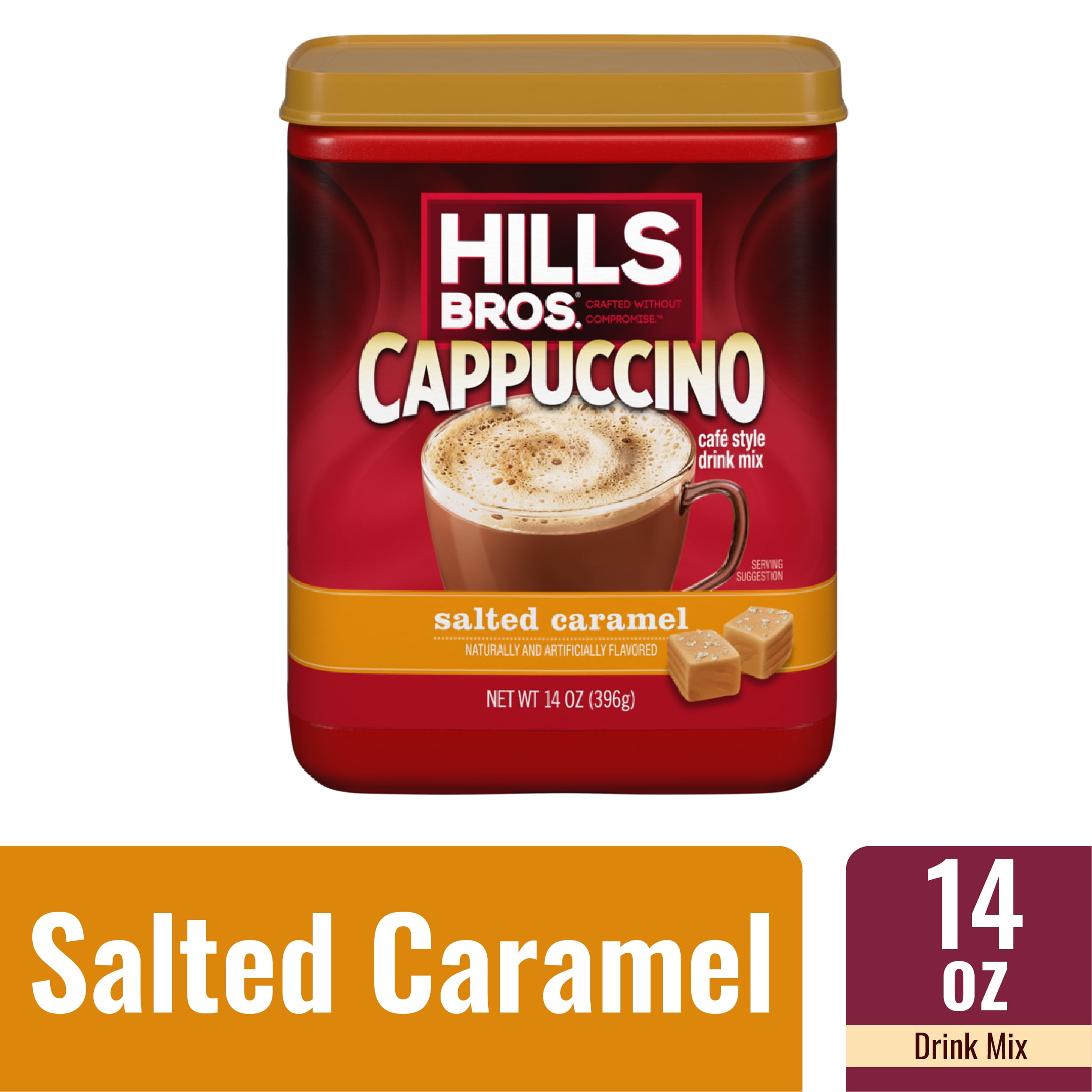 Hills Bros.® Instant Cappuccino Salted Caramel Light Roast Coffee Mix, 14 oz Canister
