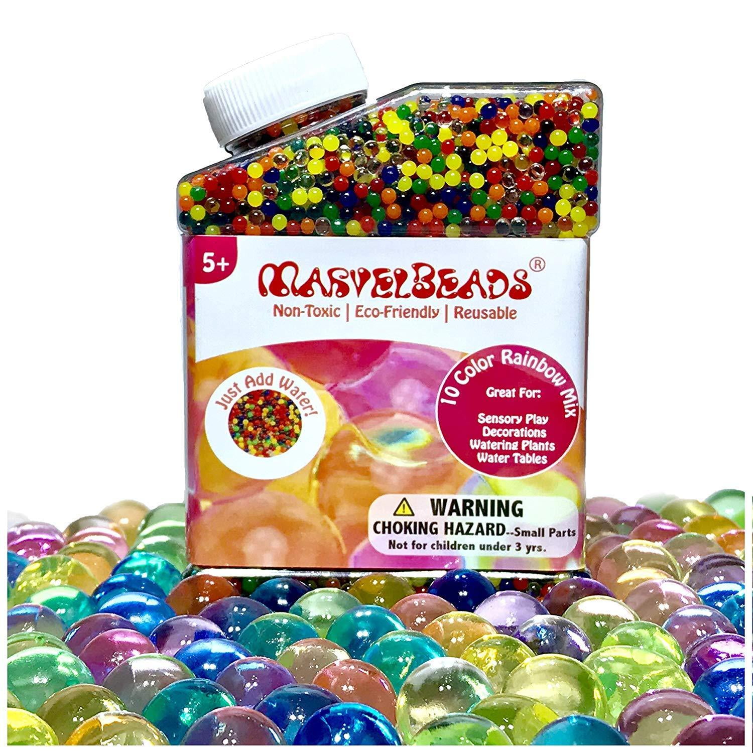 MarvelBeads Water Beads [NonToxic & EcoFriendly] Rainbow Mix for Kids Sensory Play and Spa