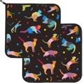 thumbnail image 2 of SKQIT Abstract Cute Cat Playing Ball Print Pot Holders Set of 2, Kitchen Heat Resistant Potholder for Microwave Cooking Baking Oven End Dishes and BBQ, 2 of 8