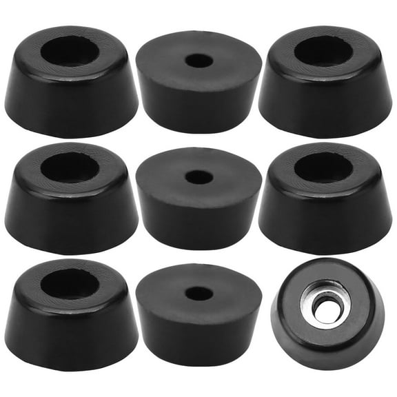 Uxcell 9 Pcs Black Rubber Feet Bumper Buffer Cutting Boards Protector with Metal Washer 0.669"x0.591"x0.315"