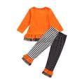thumbnail image 3 of FOCUSNORM Hauts et Pantalons pour Bébé Fille Halloween, Pantalons Amples à Rayures Col Rond Halloween, 3 of 7