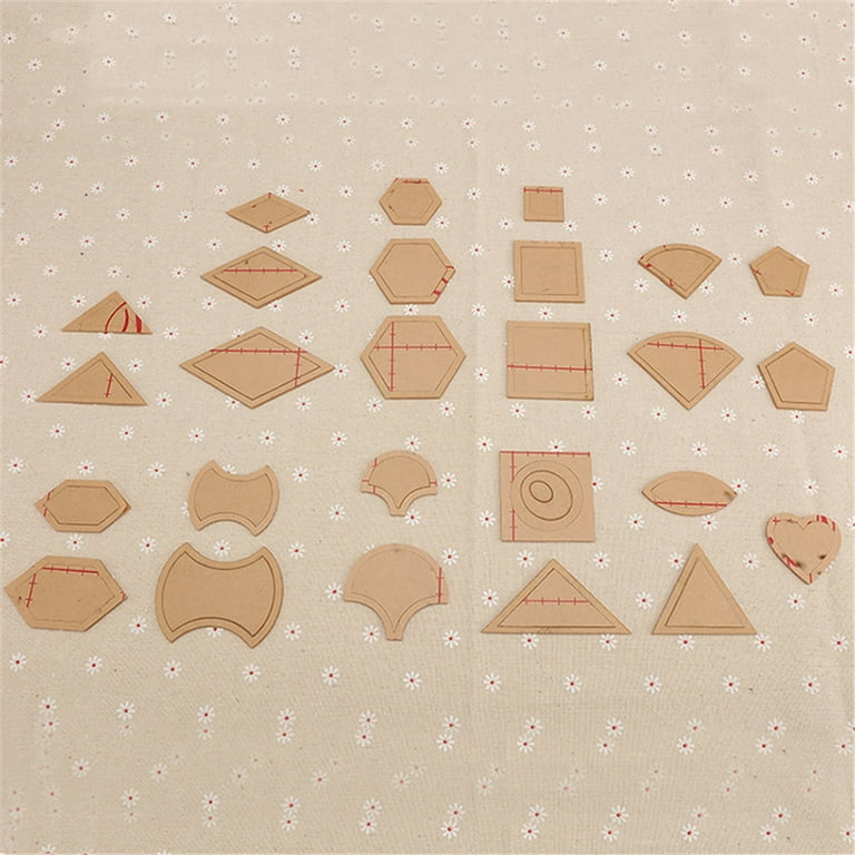 Wiueurtly Paperweight Silicone Molds for Resin 54 Pcs/Set Acrylic Stencil Template Handmade Mixed Quilt Templates Patchwork DIY, Size: One size, Beige