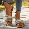 thumbnail image 2 of GJPBGK Women's Pearl Beaded Slide Sandals Casual Summer Flat Sandals Fashion Embellished Slip-On Sandals Comfortable Open Toe Slippers for Beach Travel & Everyday Wear, 2 of 8