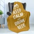 thumbnail image 4 of Keep Calm Soft Flannel Fleece Blanket, Drink Beer Poster Design with Graphic Foamy Glasses Leisure Time Fun Pub Print, Cozy Plush for Indoor and Outdoor Use, 50" x 60", Amber White, by Ambesonne, 4 of 5