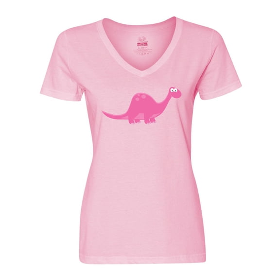 Inktastic Pink Dinosaur Women's V-Neck T-Shirt