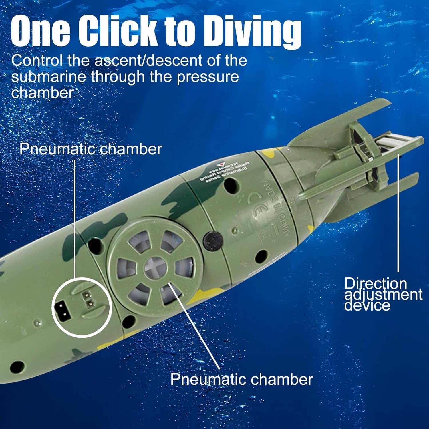 HYPERLIVING Mini RC Submarine Toy, Remote Controlled Submersible Model, 6 Channel Simulated Military Camouflage Submarine, Electric Underwater Ship Birthday Gift