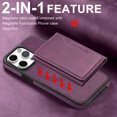 thumbnail image 2 of ELEHOLD for iPhone 14 Pro Case , Compatible Mag safe Accessory Luxury 2 in 1 Detachable PU Leather Flip Kickstand Credit Slots Wallet Shockproof Case for iPhone 14 Pro,Purple, 2 of 9