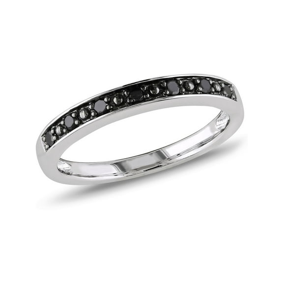 1/10 Carat (Ctw) Black Diamond Wedding Band Ring in Sterling Silver with Black Rhodium