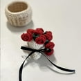thumbnail image 7 of Crochet Flower Blanket Coasters, Handmade Vintage Crochet Flower Bouquet-Material Pack, Rose Bouquet Coaster, Coasters for Home Desk Tabletop (Purple Rose Bouquet Coaster, 7 of 7