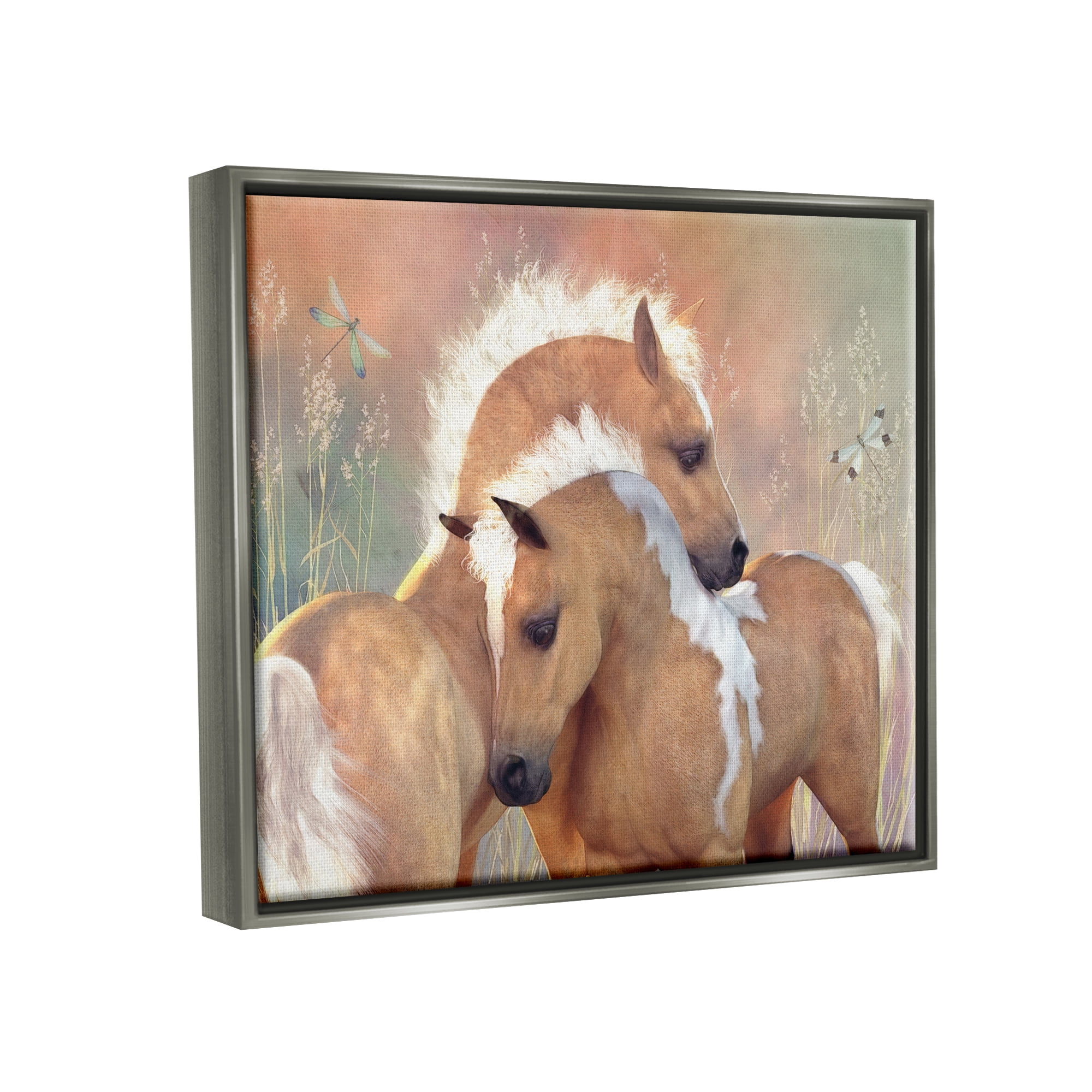 Stupell Industries Summer Dreams Horses Animals & Insects Painting Gray Floater Framed Canvas Art Print Wall Art, 31 x 25