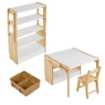 thumbnail image 3 of Mesa Plegable Infantil Multifuncional con Silla Convertible en Escritorio Artístico con Estantes y 2 Cajas de Almacenamiento Altura Ajustable para Escuela y Hogar 120cm/70cm Madera, 3 of 6