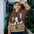 thumbnail image 3 of COEQINE Girls Quarter Zip Pullover Sweatshirt, Long Sleeve Loose Fit Pullover with Collar, Machine Washable Polyester Sweatshirt for Kids 5-6 Years Old, Boston Terrier Paw Brown, 3 of 7