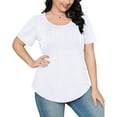thumbnail image 5 of vigerkar Womens T Shirts Short Sleeve Pleated Dressy Casual Scooped Neck Summer Tops Blouses White, S, 5 of 9