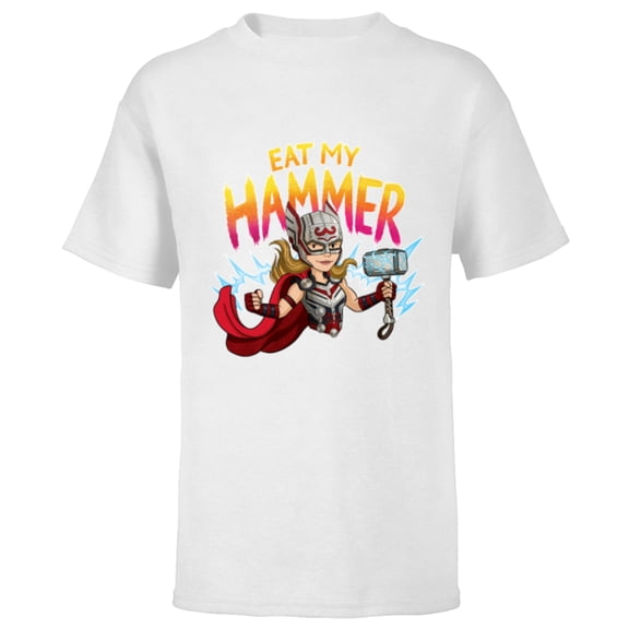 Marvel Thor: Love and Thunder Mighty Thor Eat My Hammer - Short Sleeve T-Shirt for Kids - Customized-White