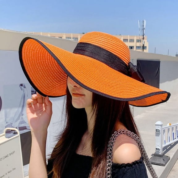 Beach Hats For Women Big Straw Wide Brim Summer Hat Floppy Foldable Roll Up Cap Sun Hat Summer Dress Hat Brimmed Hats for Men Mens Fedora Hats Summer Sunshade Hat Women Ponytail Visor Hats with Hair
