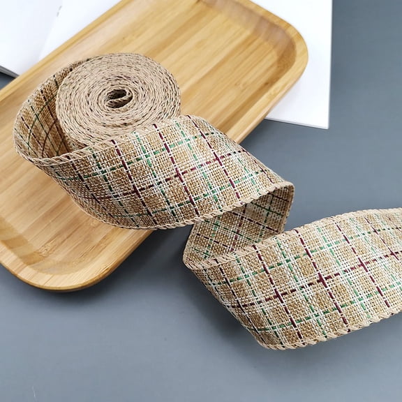 Wired Edge Plaids Ribbon ,5cm Farmhouse Craft for DIY Gift Wrapping, Wreath, Xmas Tree Bow Decoration, 6m
