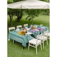 thumbnail image 4 of Outdoor Tablecloth with Umbrella Hole for Patio/Picnic/Party/Camping, Teal Rustic Farmhouse Waterproof Table Cloth Rectangle Table Cover Washable, Country Turquoise Floral Daisy (54"x 80"), 4 of 9