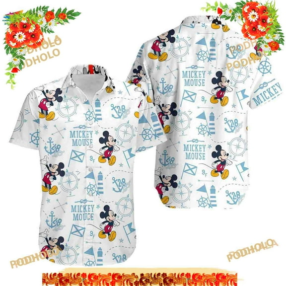 Mickey Mouse Pattern 3D All Over Printed Hawaiian Shirt