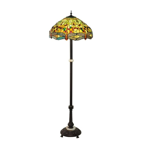 37702 Meyda 62" High Tiffany Hanginghead Dragonfly Floor Lamp