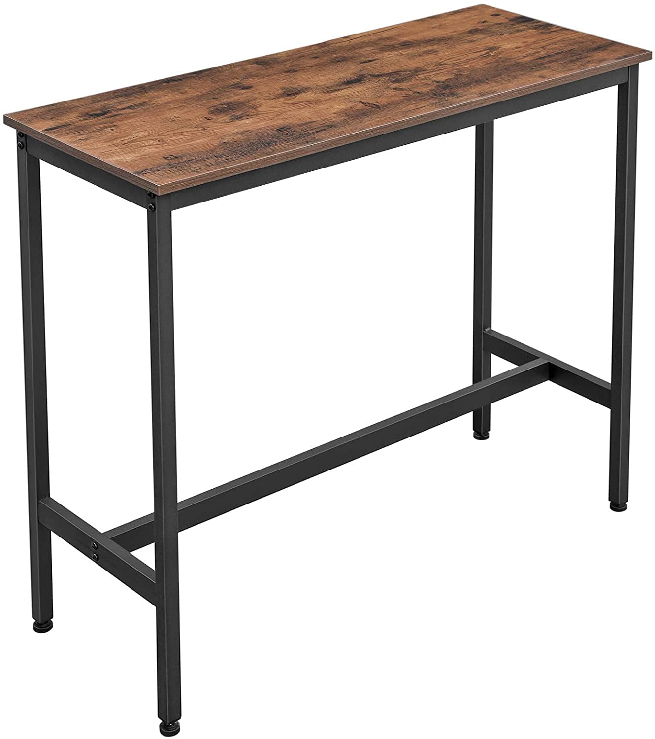 Sturdy Metal Frame HOOBRO Bar Table High Rectangular Kitchen Pub Dining Coffee Table Rustic Brown EBF60BT01 Dining Room for Living Room Industrial Kitchen Table with 3 Storage Shelves