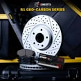 thumbnail image 2 of R1 Concepts Drilled and Slotted Carbon Coated Disc Brake Rotor Set with Optimum Oe Pads WBUN1-03004, 2 of 3