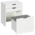thumbnail image 1 of CoSoTower Ensemble de Coiffeuse avec Miroir à Rabat, Coiffeuse avec Tabouret, Table de Maquillage avec Tiroir et 7 Compartiments, Blanc, 1 of 7