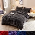 thumbnail image 2 of Shaggy Duvet Cover Black Queen 5 Piece, 2 of 5