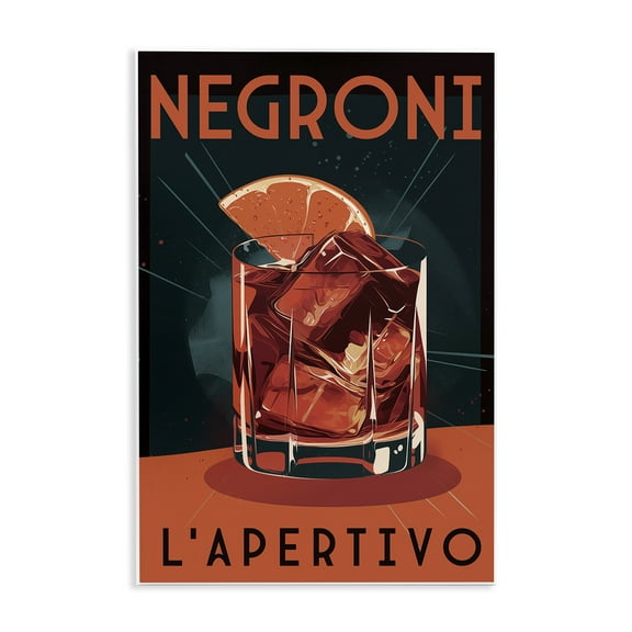 Stupell Industries Vintage Midcentury Negroni Drink Quotes and Sayings Painting Unframed Art Print Wall Art, 10 x 15