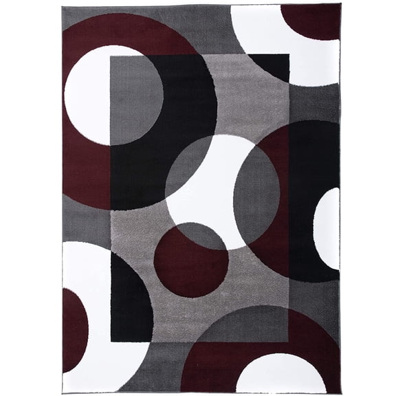 Burgundy Geometric Area Rug