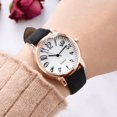 thumbnail image 4 of Reloj de cuarzo de cuero PU con esfera redonda y digital clásico de moda para mujer (negro), 4 of 8