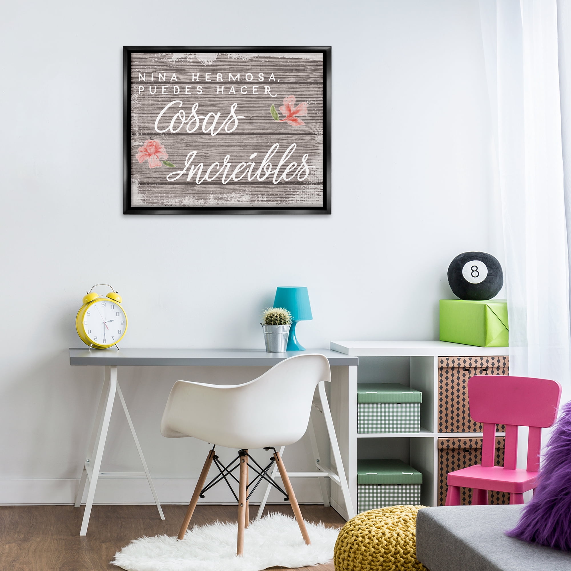 Stupell Industries Niña Hacer Cosas Increíbles Inspirational Quotes & Sayings Painting Black Floater Framed Art Print Wall Art, 31 x 25