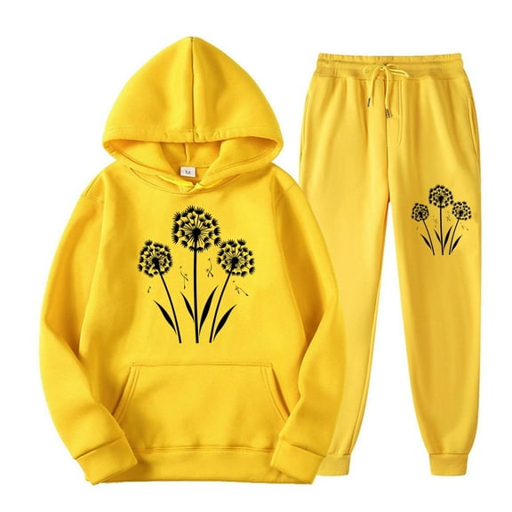 SHTXOZHI 2 Piece Matching Set for Women Sweatsuit Print Long Sleeve Hoodie Sweatshirts Jogger Sweatpants