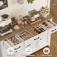 thumbnail image 4 of Hiphuta 55"Wide Buffet Cabinet with 2 Adjustable Shelves, Modern Farmhouse Coffee Bar with 3 Drawers and Sturdy Base for Living Room, White, 4 of 9