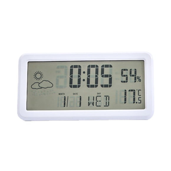 Horloge Thermomètre LCD Hygromètre Sensible Intelligente Électronique Maison Humidité Météo Heure Jauge Affichage Horloges Accessoires Blanc