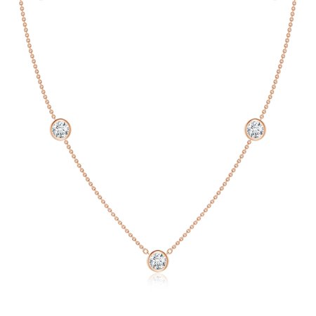 ANGARA IGI Certified Lab Grown 1.5 Ct Diamond Chain Necklace for Women in 14K Rose Gold (Size-5.1mm| Color-F-G| Clarity-VS) | April Birthstone Anniversary Jewelry Gift for Women | Diamond Necklace