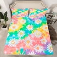 thumbnail image 2 of Manfei Floral Daisy Boy Girl Twin Sheet Sets 3pcs,Abstract Gradient Twin Fitted Sheet Microfiber,Chic Flowers Breathable Flat Sheet,Microfiber Bedroom Decor, 2 of 7