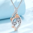 thumbnail image 4 of Taioiat Double Birthstone Necklaces for Women 18K Gold Plated Birthstone Rose Flower Jewelry Anniversary Valentines Day Mother's Day Birthday Gifts for Her Wife Girlfriend Mom, 4 of 7