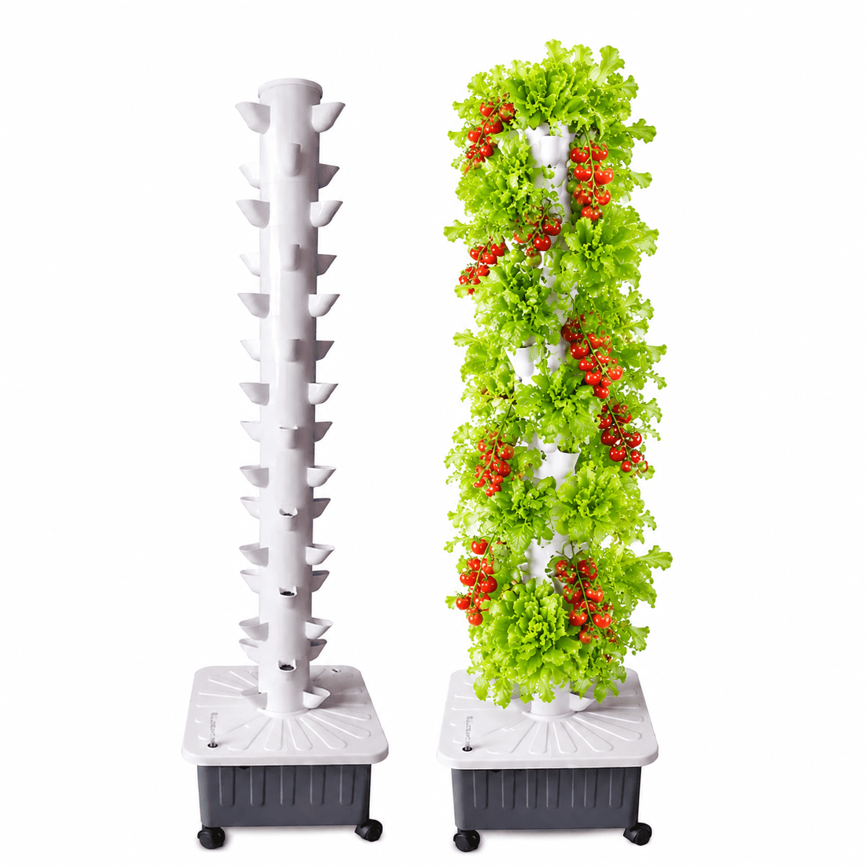 Hydrocultuur Toren – PVC Vertical Groeisysteem – 36 Plantmanden – Met Waterpomp, Timer En Slang – Voor Sla, Kruiden En Aardbeien