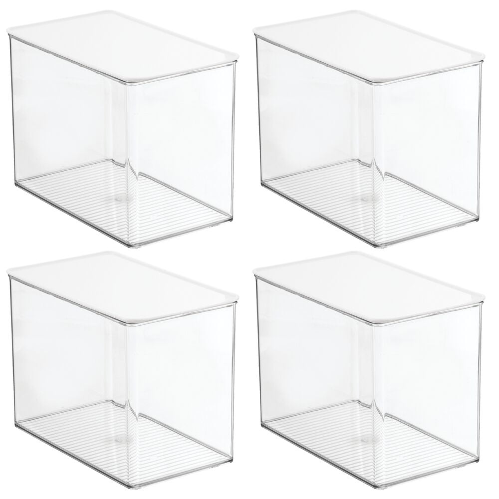 mDesign Plastic Stackable Kitchen Storage Box, 4 Pack