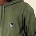 thumbnail image 5 of Dalix Astronaut Embroidered Fleece Hoodie Mineral Wash Long Sleeve Sweatshirt Mens in Olive XL X-Large, 5 of 5