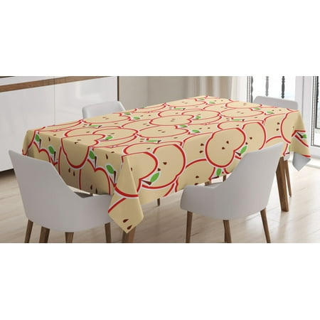 

Apple Tablecloth Healthy Refreshing Fruit from Orchard Abstract Cartoon Drawing Organic Rectangular Table Cover for Dining Room Kitchen 52 X 70 Inches Apple Green Beige Red by Ambesonne