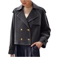 thumbnail image 7 of Black**Friday Chaoheng Womens Coats Outerwear Winter Women's Suede Double-Breasted Jacket,Cropped Oversized Blazer, 7 of 7