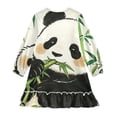 thumbnail image 2 of Casual Dresses Nightgowns Velvet Pleated design One-Piece Nightdress for Indoor Outdoor Daily Panda Eating-bamboo 3-10T, 2 of 7