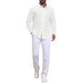 thumbnail image 2 of INSPIRE CHIC Men's Shirt Lace Trim Long Sleeve Button Down Casual Shirt Top S White, 2 of 6