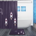 thumbnail image 2 of Rocket Pattern Bathroom Accessory Sets Waterproof Shower Curtain with Anti-Slip Bath Mat Durable Combo, 2 of 7